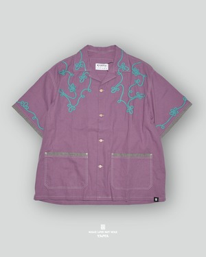 27 DUSTY PINK X LIGHT BLUE FLORAL SHORT-SLEEVED SHIRT
