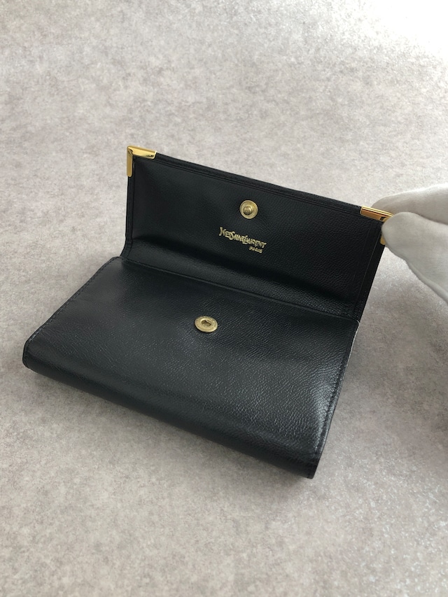 Yves Saint Laurent イヴ・サンローラン 財布 ブラック YSL レザー 3つ折り財布 vintage ヴィンテージ オールド bu5x3z