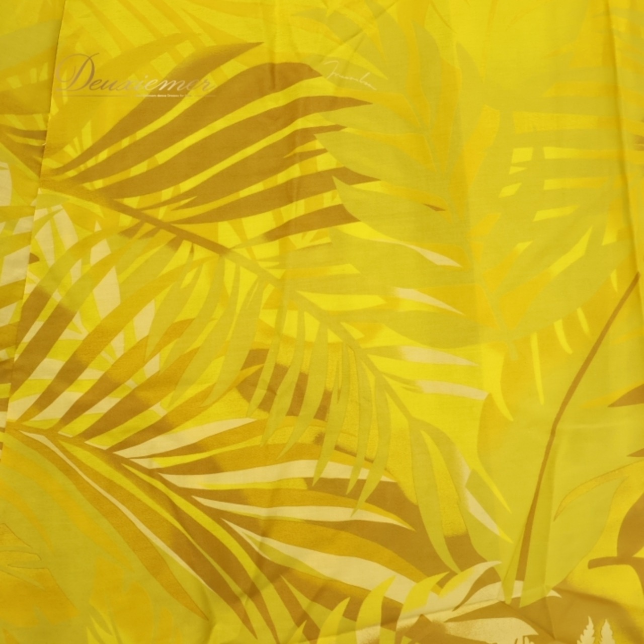フラダンス 衣装 ワンピース ドレス イエロー系 マーメイドライン ヤシ柄 ラウアエ柄 黄 チューブトップ 鮮やか MermaidLine MMJ エムエムジェイ 華やか 鮮やか ハワイアン アロハ かわいい ハワイアンプリント ブラウン系