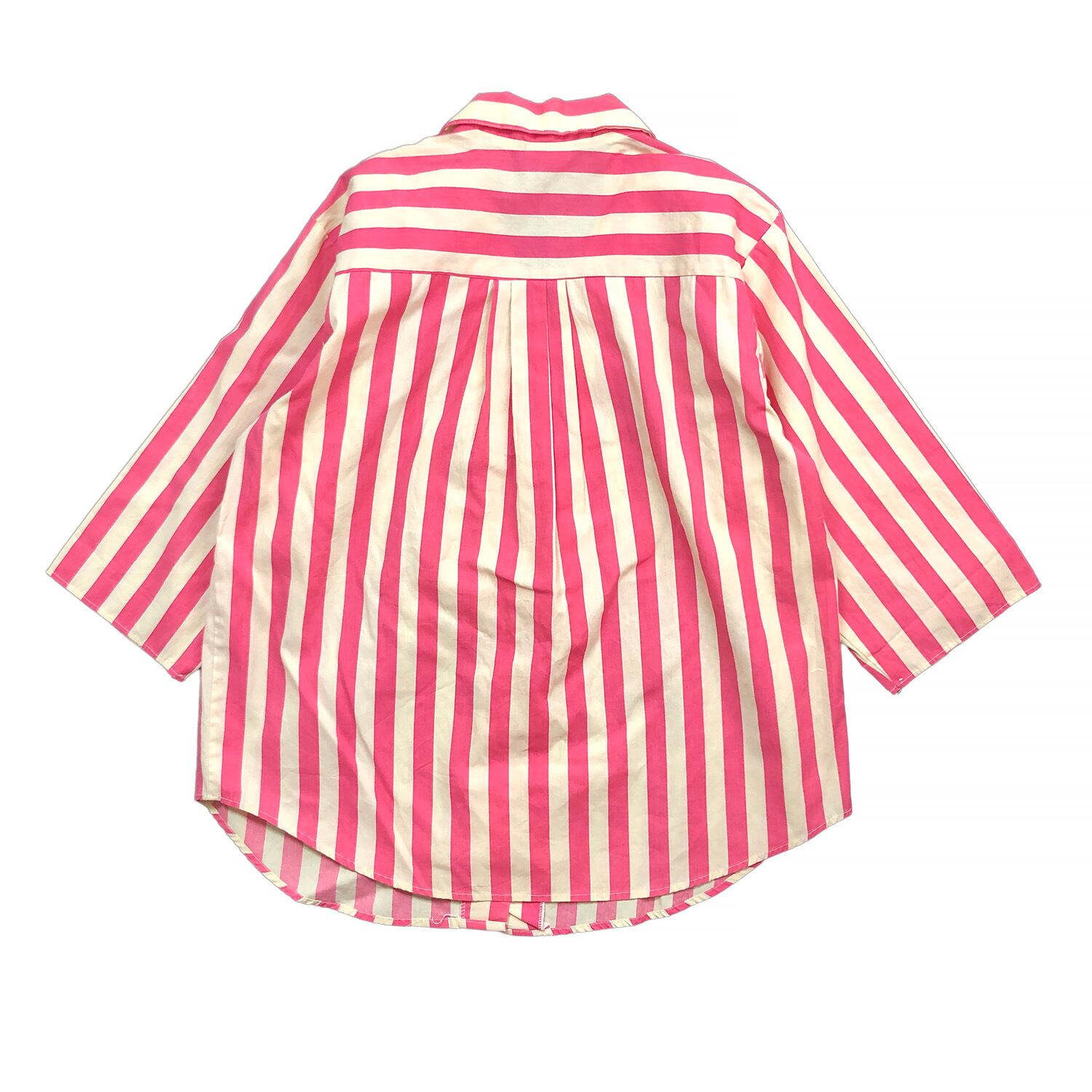 90S USA製 ヴィンテージ ピンク ワイドストライプ ワークシャツ 長袖 