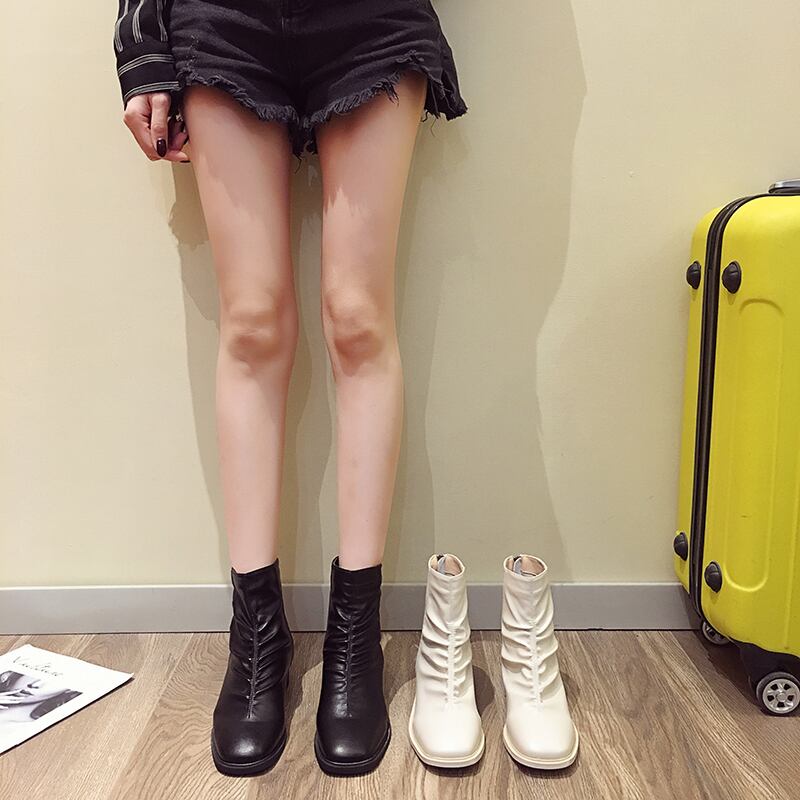 薄手ブーツオータムレッドバックジッパースタイル 靴 シューズ 秋物 フェイクシューズ97471199068