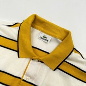 LACOSTE ラコステ ボーダー柄 鹿の子コットン 半袖 ポロシャツ 2 /ホワイト×イエロー×黒/日本製 ファブリカ/90s 00s nextビンテージ