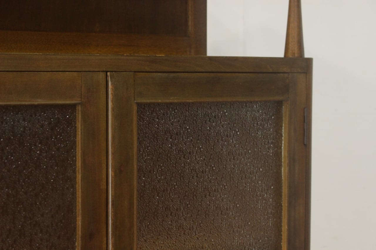 レトロ ガラスキャビネット 本箱 収納 食器棚 ラック ダイヤガラス