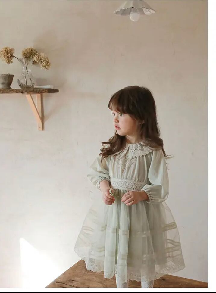 ぺールトーンレースドレス••••••••••春 海外子供服 プチプラ ワンピース 撮影 フォト 入園 入学 イベント 発表会