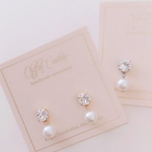 【ピアスのみ】petit crystal pearl