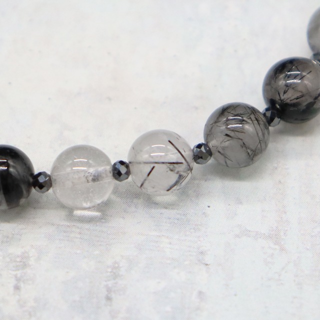 【Shining Like Stardust】クラック水晶×トルマリンクォーツ×オニキス ブレスレット