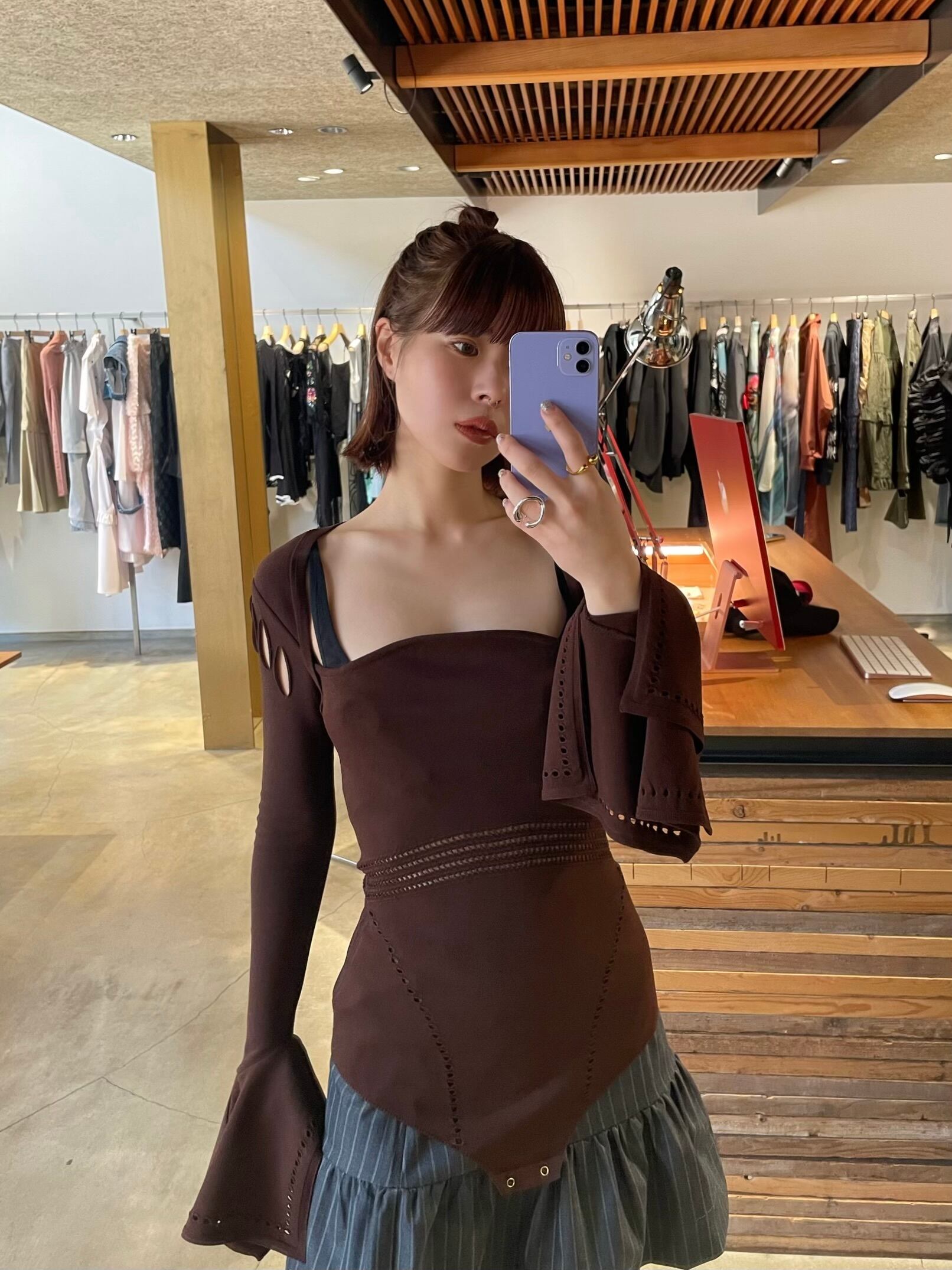 24SS】FETICO フェティコ / MESH KNIT SHAPED-NECK BODYSUIT | TRENT 