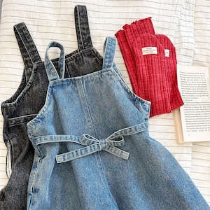 秋バックリボンデニムサロペット