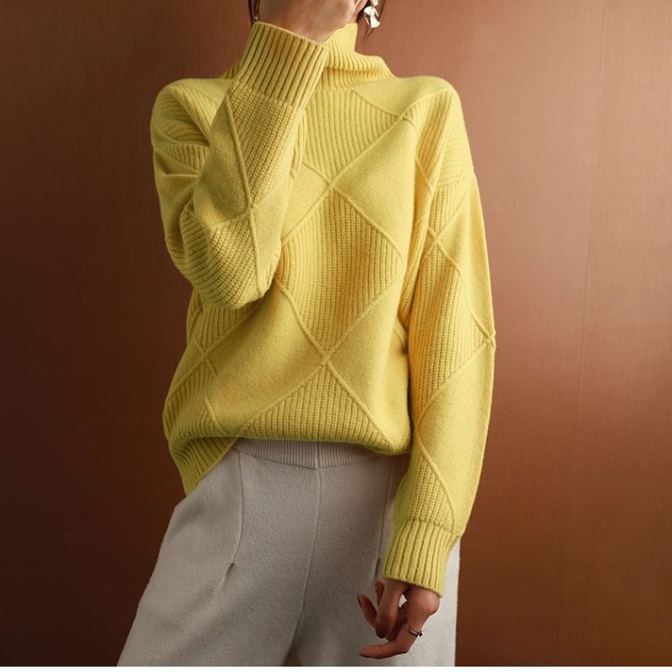 ダイヤ編みハイネックニット(3色)11135