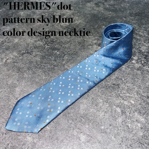 "HERMES"dot pattern sky blue color design necktie
