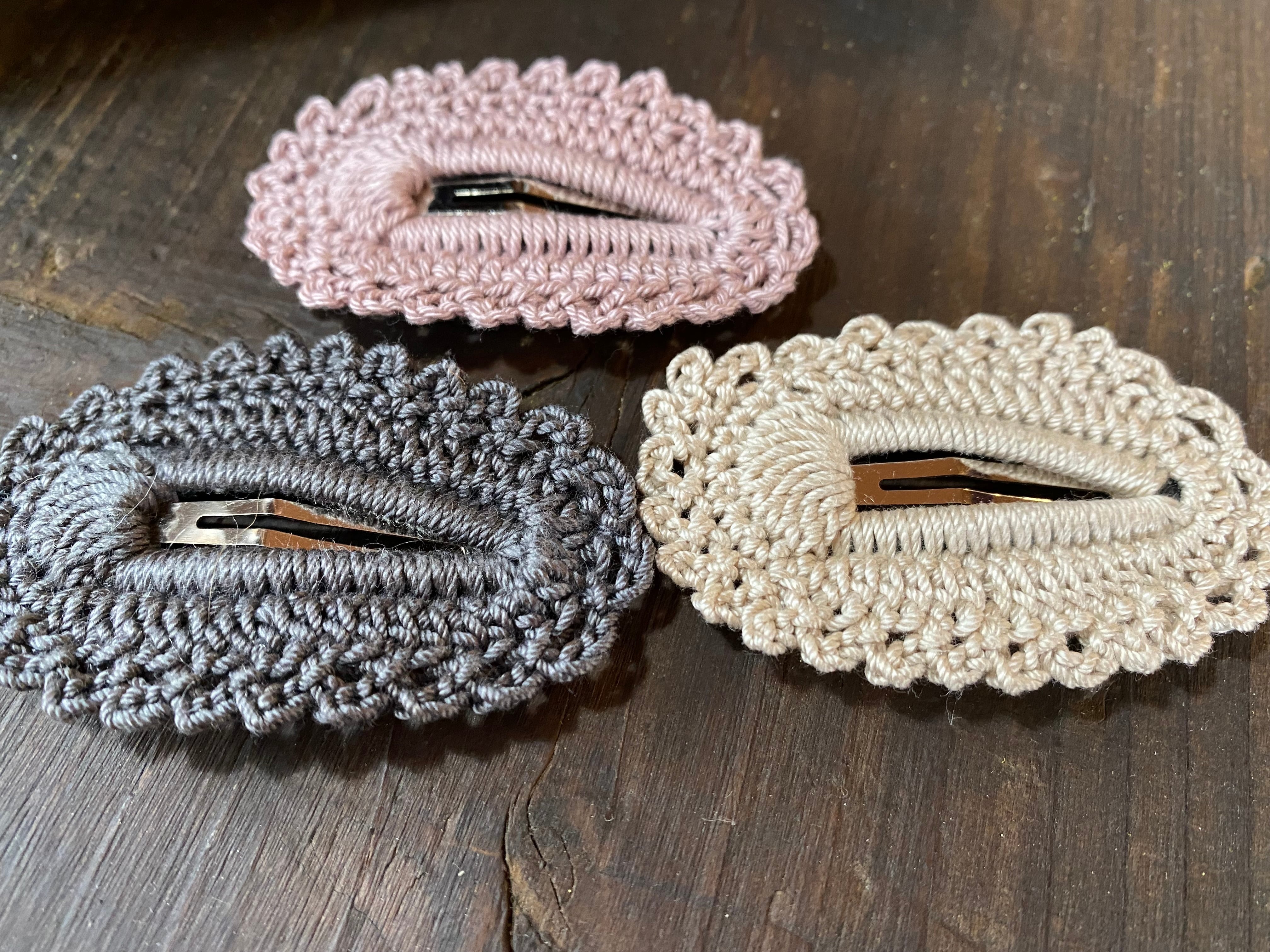 ＊レース編みパッチンピン＊　ハンドメイド レース編みパッチンピン カラー選択可 ヘアピン mmzk * kobo 通販