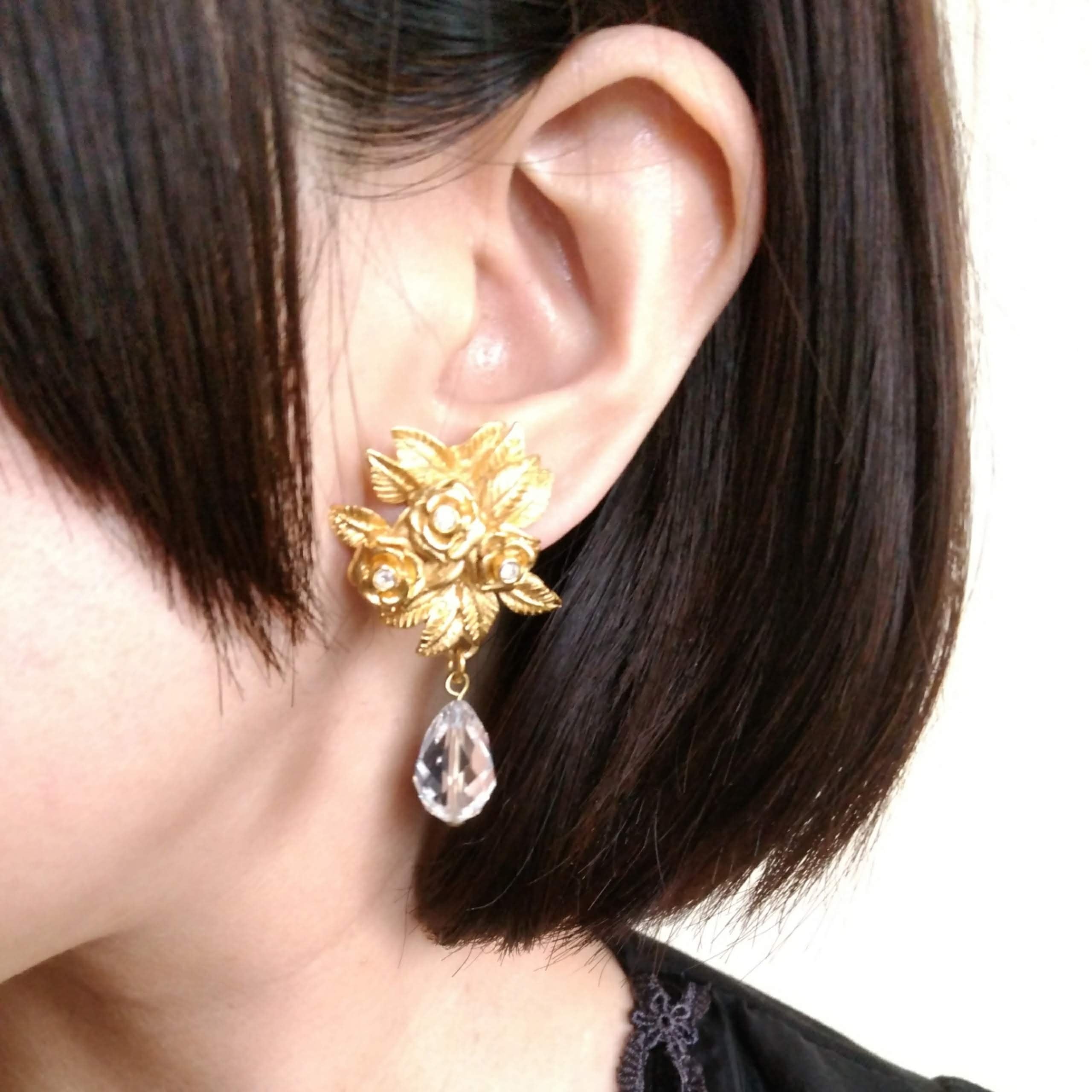 Orena Paris》rose dangle vintage earrings オレナ パリ ヴィンテージ 