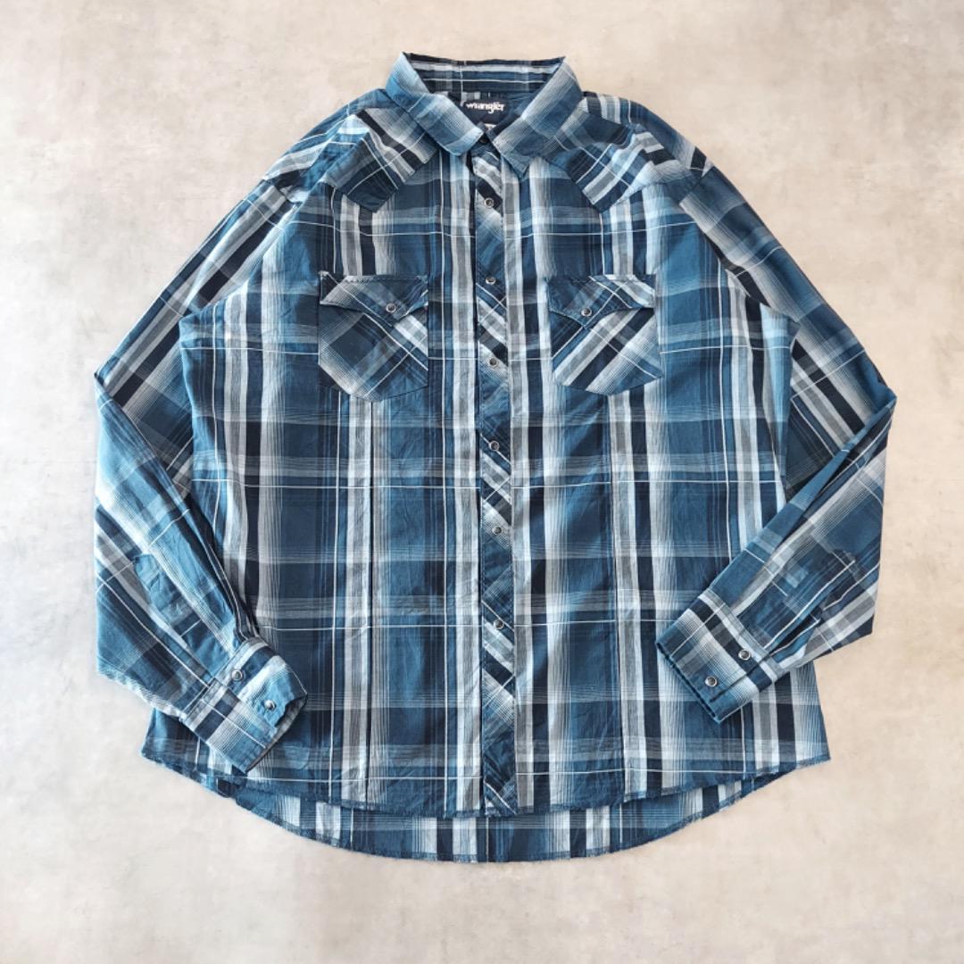 Wrangler ラングラー チェックシャツ 90s 2XL 紺 15182