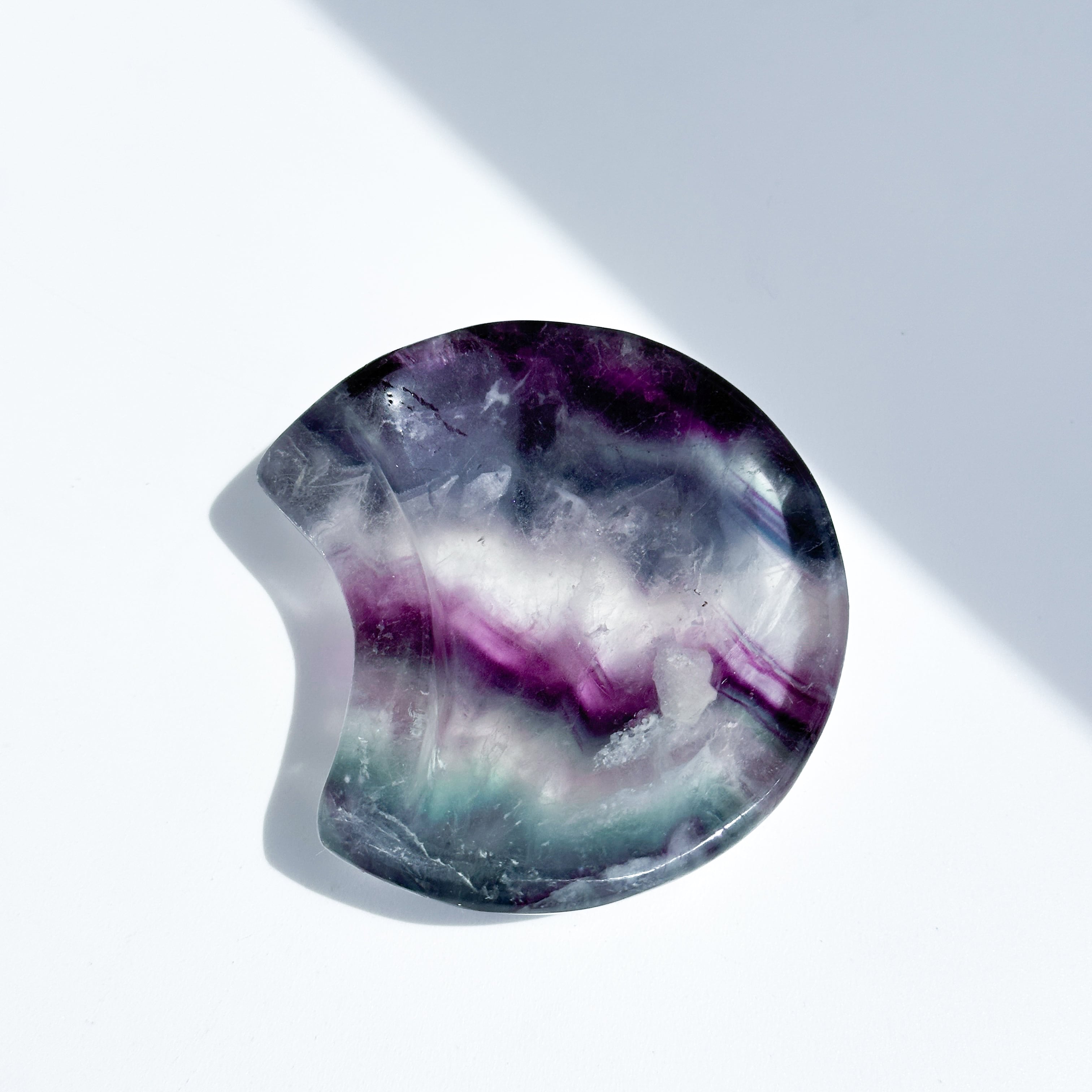レインボーフローライト月型のうつわ03◇Fluorite◇天然石・鉱物
