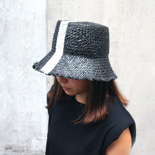 Raffia BUCKET HAT × LINE  ブラック ラフィア バケットハット  帽子 HAT