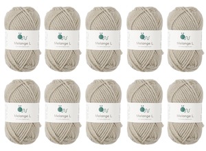 【在庫処分】原ウール knitworm 毛糸 10玉セット Melange L メランジ極太 極太 30g(45m) ウール60％ アクリル40％ (17.エクリュ)