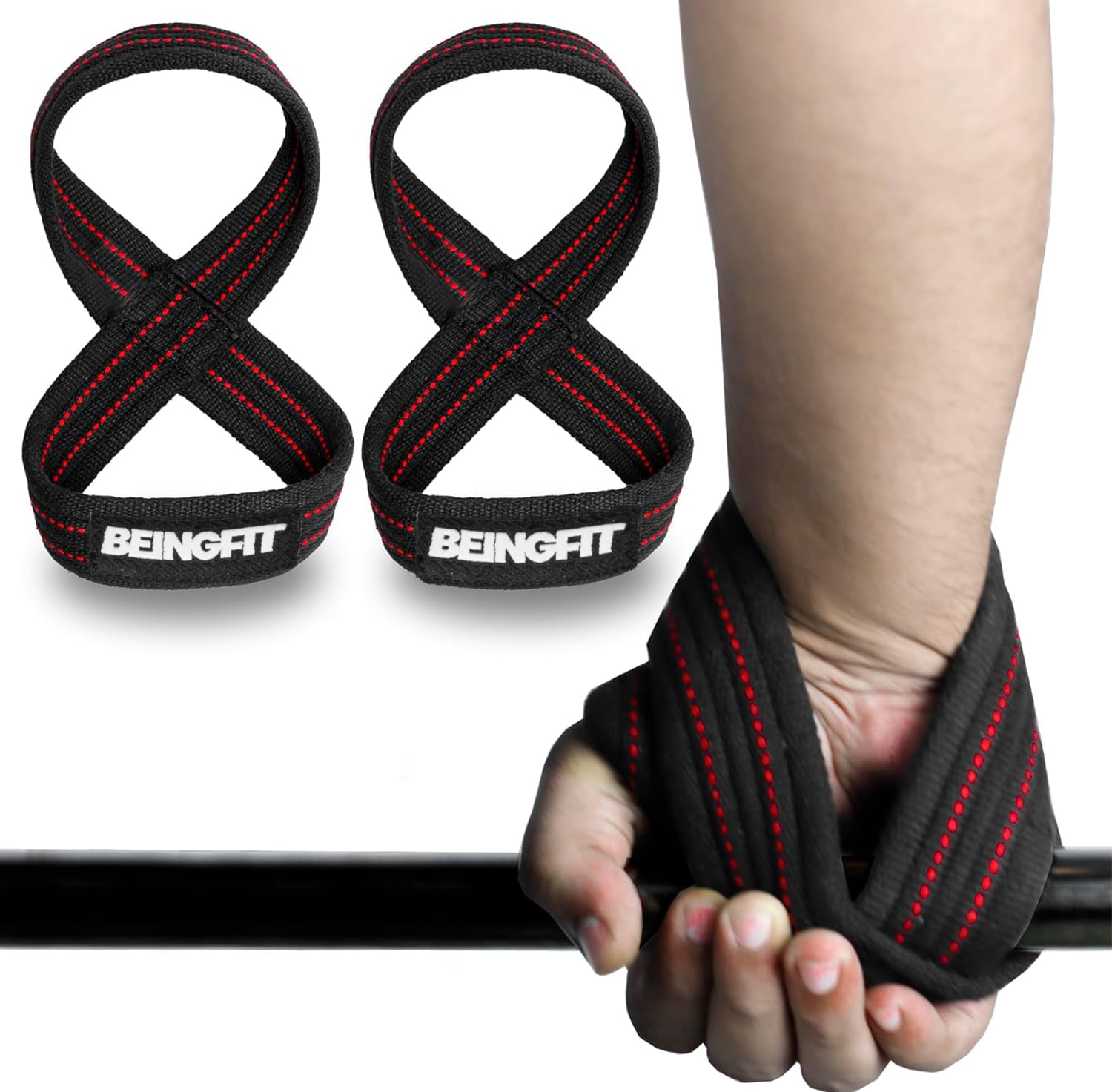 Beingfit 8の字 リストストラップ デッドリフト 懸垂 握力サポート