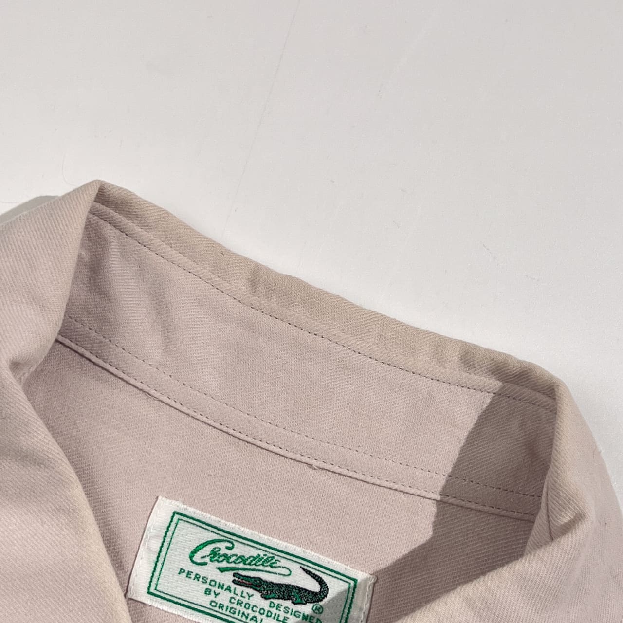 Crocodile クロコダイル 刺繍デザイン 長袖シャツ L/ライトグレー系 メンズ