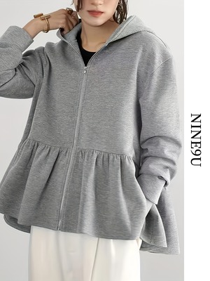 frill tiered hoodie flare parka 2color【NINE-T0132】