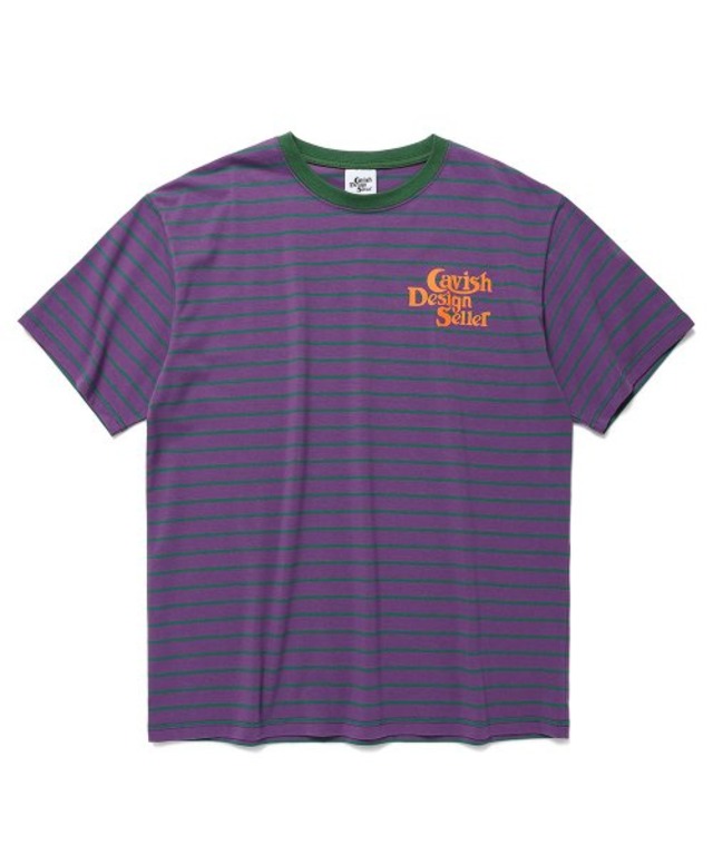 [CAVISH] STRIPED RAILROAD SS TEE PURPLE(CV2DMUT507A)