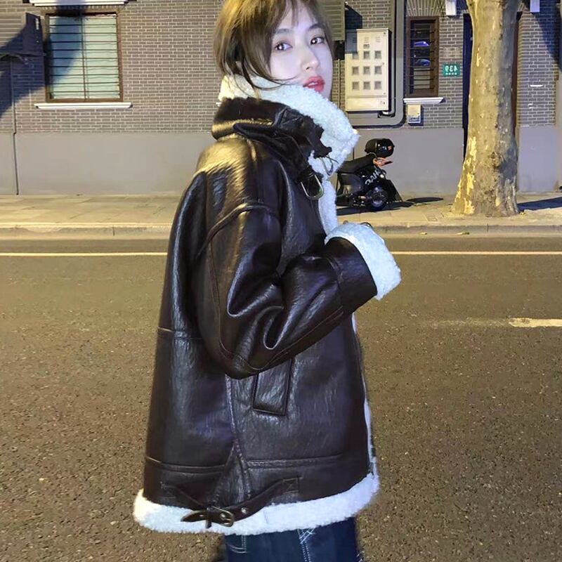 カラーレザージャケット スプリングオータムウィンタールーズトップス 春物 秋物 冬物 試着室75910436037