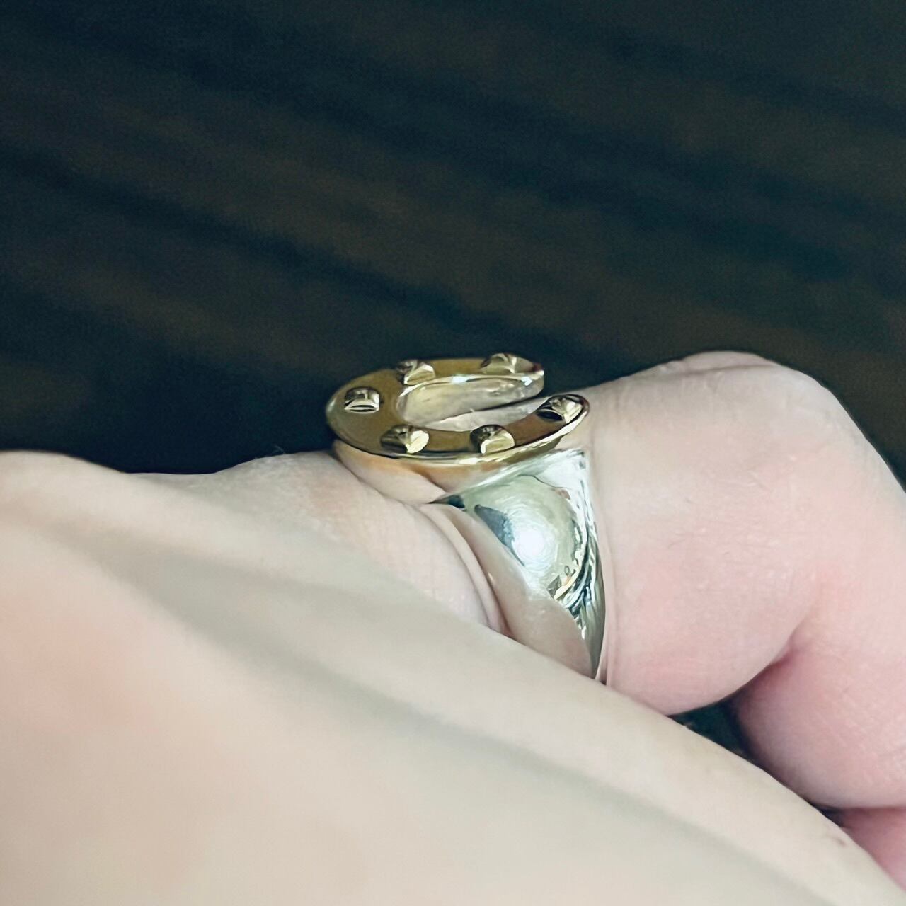 VINATGE HERMES Horseshoe Ring 52 Silver / 18K Gold | ヴィンテージ 
