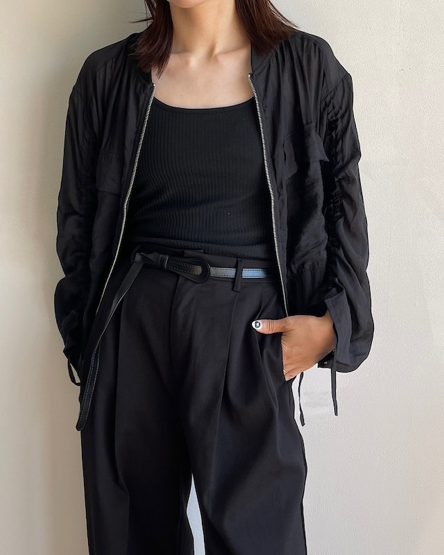 sheer drawstring blouson