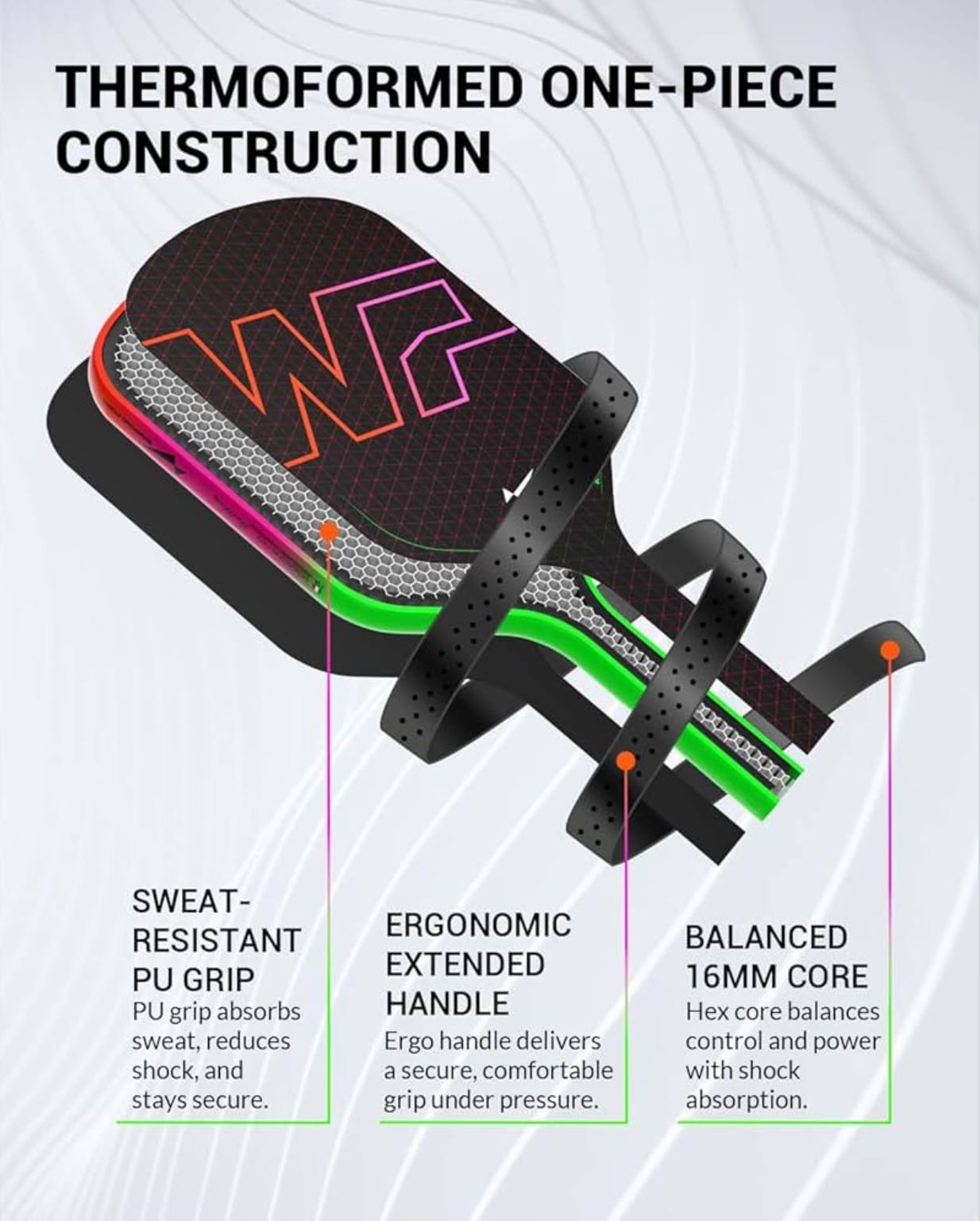 GEN3パドルNEONの進化版】Warping Point Rainbow Pickleball Paddle