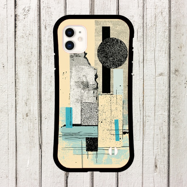 受注生産 iPhoneケース 黒丸と紙片の抽象ZINEコラージュ｜ZINE風 ZINE043B