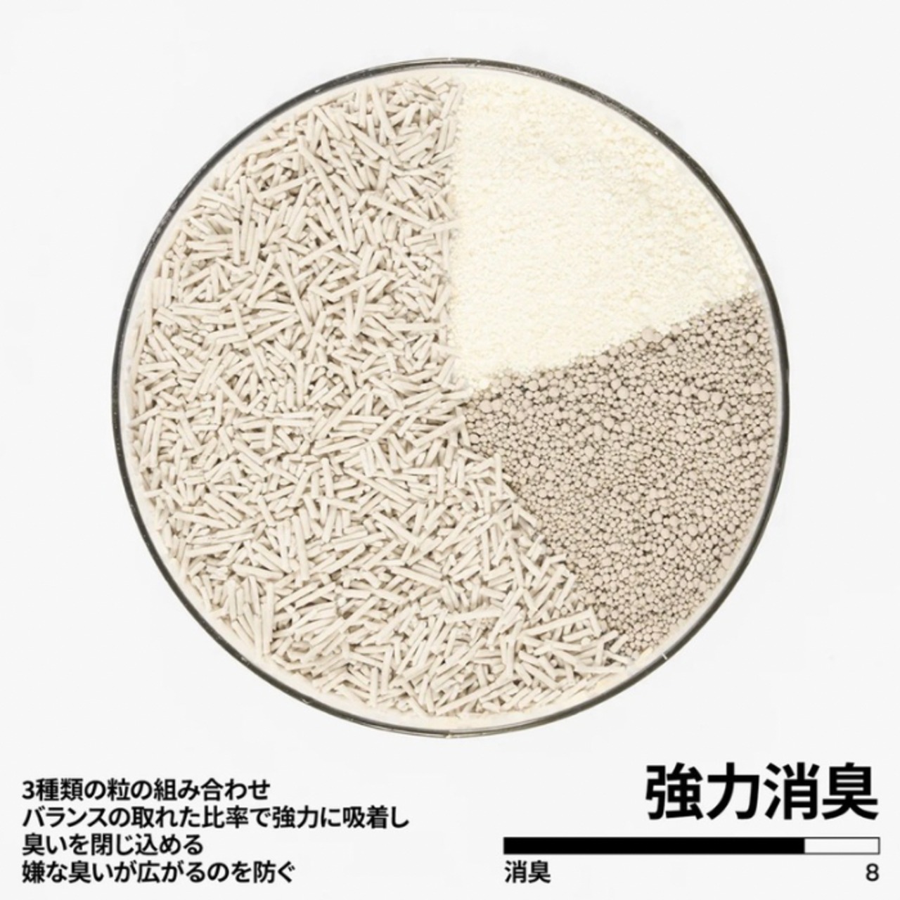 【ピダン キャッサバおからベントナイト20%：60%：20%ミックス猫砂(１ケース)】3種類の粒の組み合わせで素早く固まりお手入れ楽々！