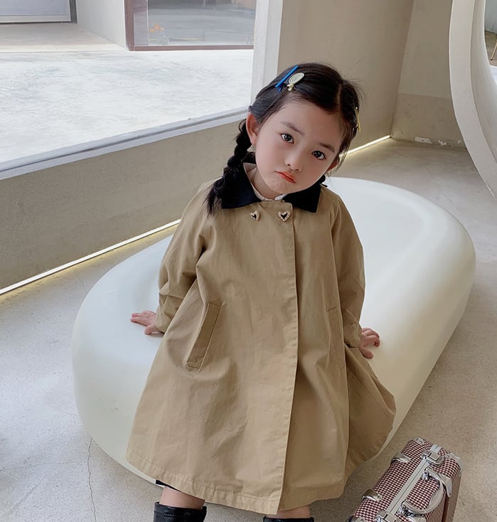 女の子 2歳 3歳 コート Aライン シンプル 無地 ボタン かわいい 韓国