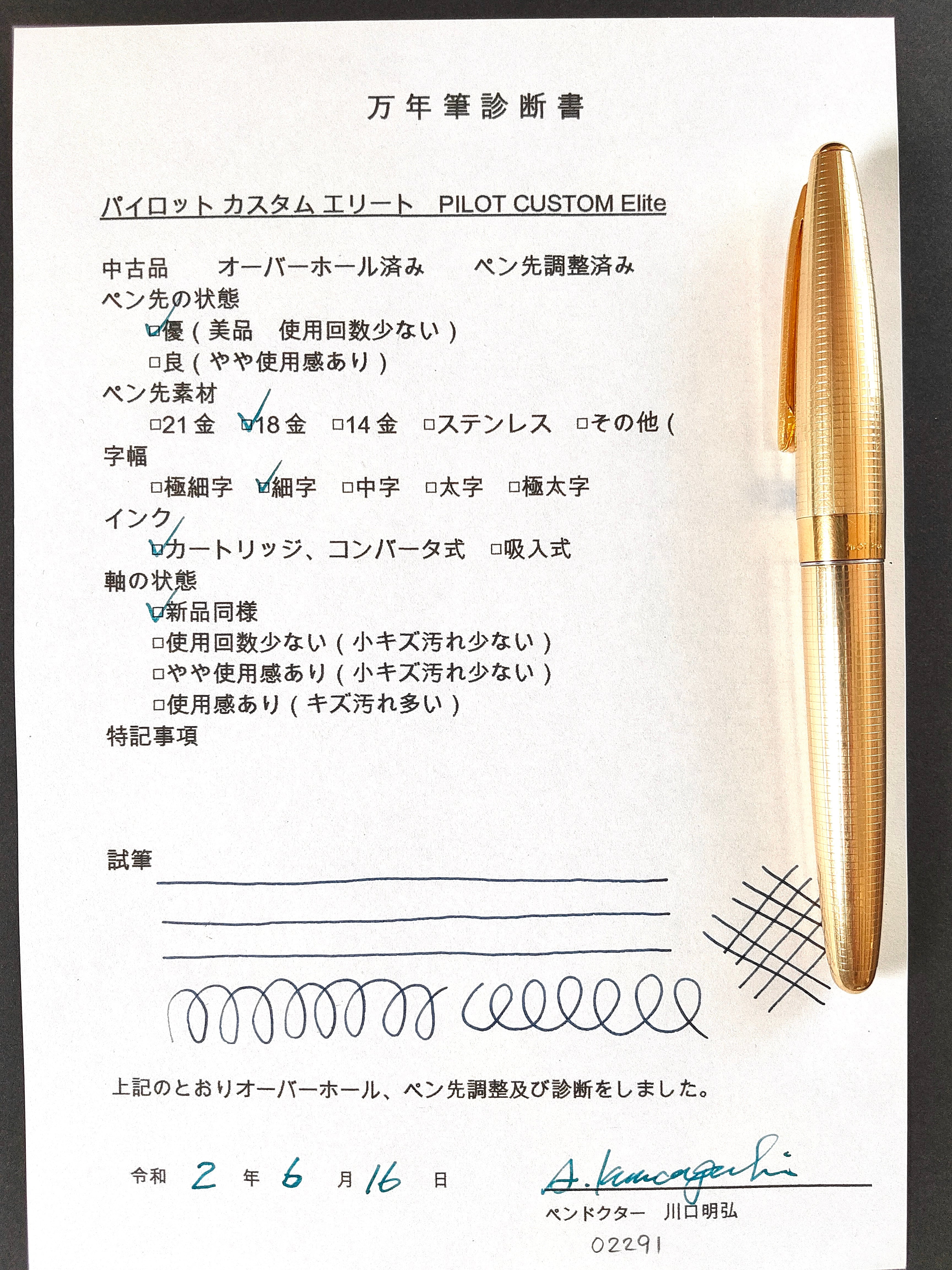 1970 パイロット カスタム エリート PILOT CUSTOM Elite （細字） 18K