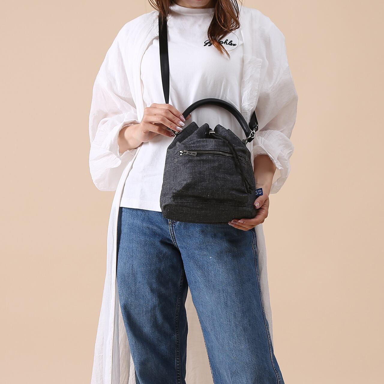 デニム ドローストリングバッグ 巾着ショルダーバッグ [MBC020