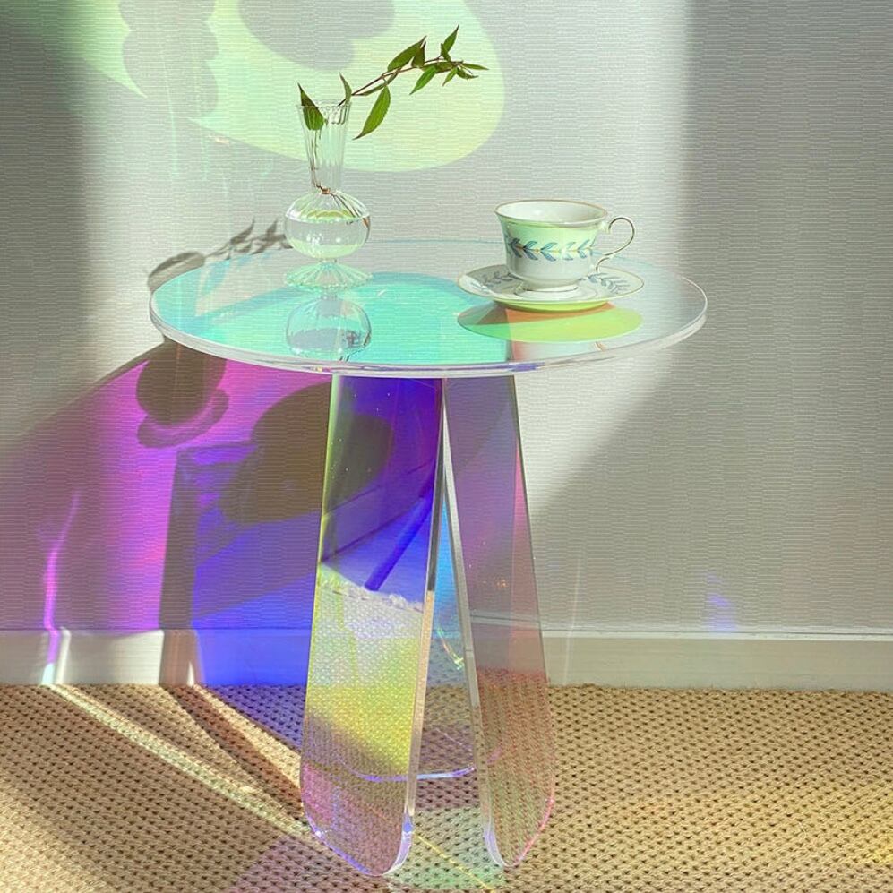aurora acrylic side table / オーロラ サイドテーブル ホログラム 棚 韓国 北欧 インテリア 家具