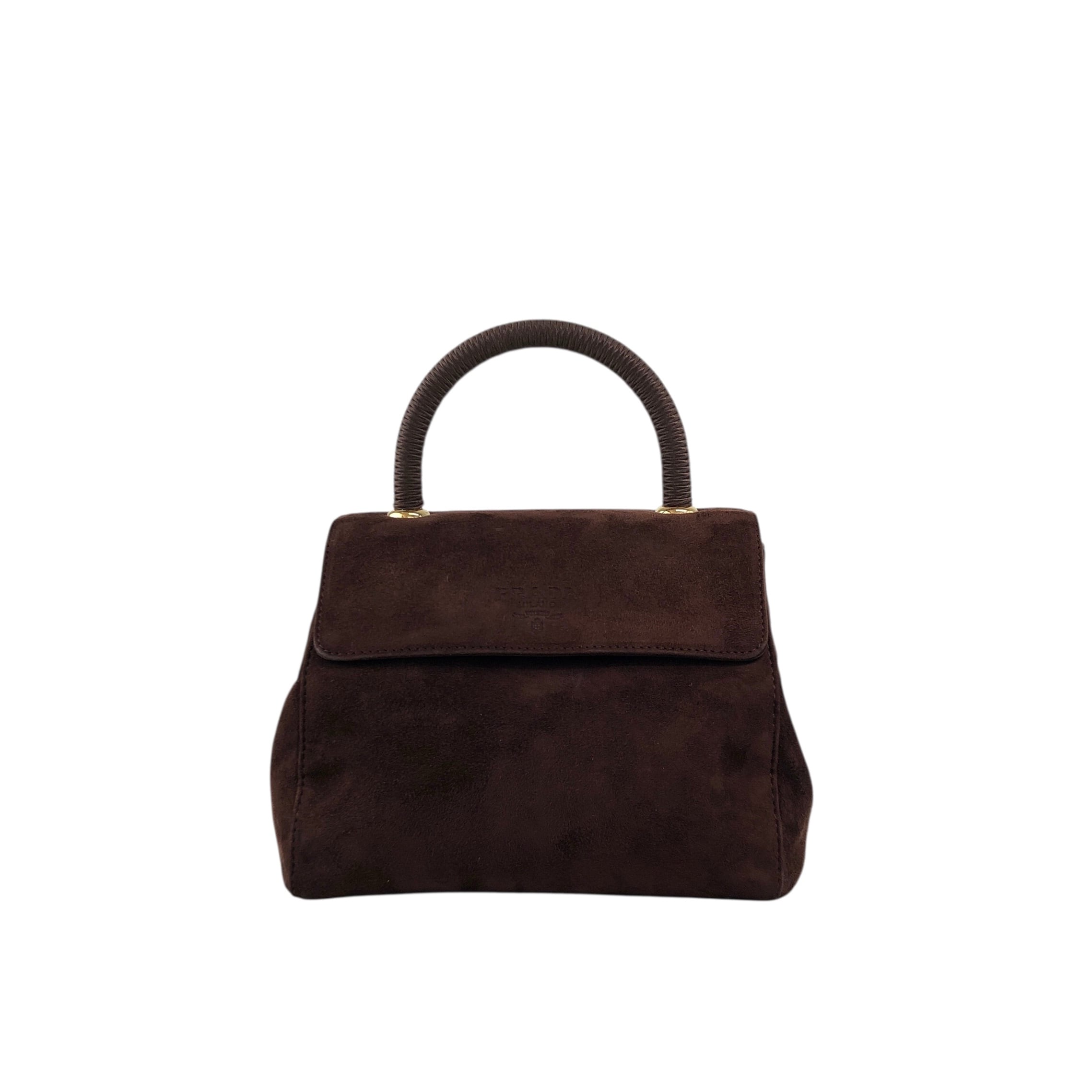PRADA プラダ ハンドバッグ ブラウン ロゴ スエード vintage