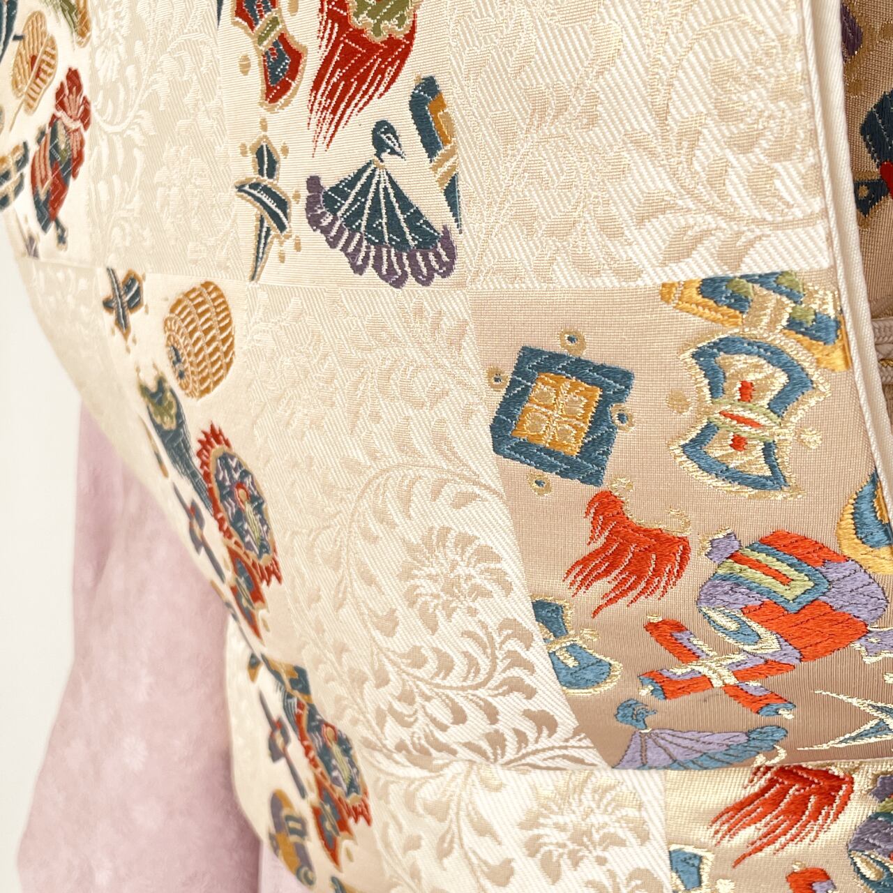 正絹袋帯・市松宝尽くし／美品！未使用同等品 | SELECT KIMONO 華ふじ 