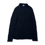 イタリア製 GIORGIO ARMANI ジョルジオアルマーニ リブ編み ハーフジップ 長袖 ニット セーター I 50/ブラック メンズ