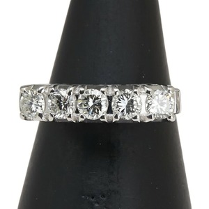 Pt900 プラチナ ダイヤ0.69ct 一文字 リング 指輪 レディース 8号 【中古】