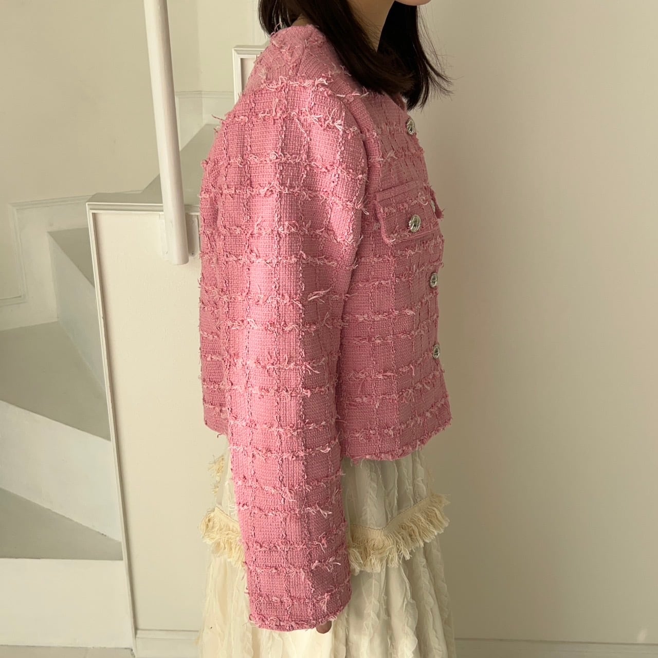 ノーカラーツイードジャケット_LN03222 | lanan(ラナン)