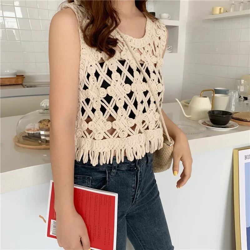 2color / フリンジクロシェ編みビスチェ