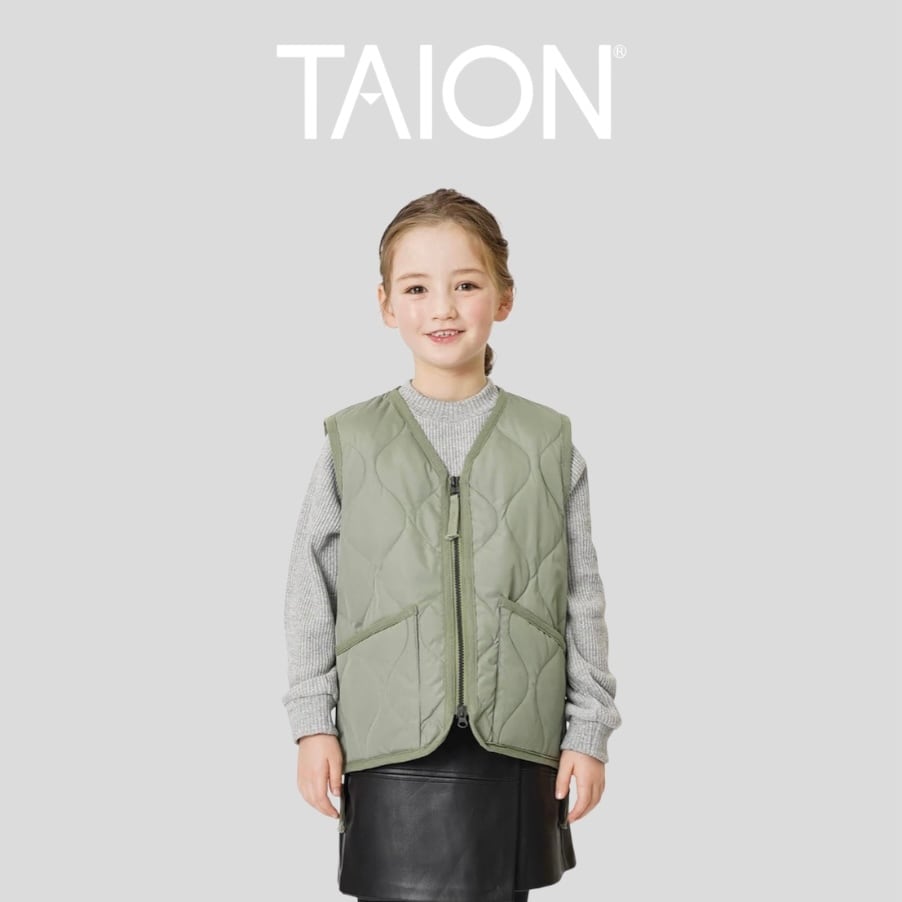 【UNISEX】TAION ミリタリー Vネックジップ ダウンベスト