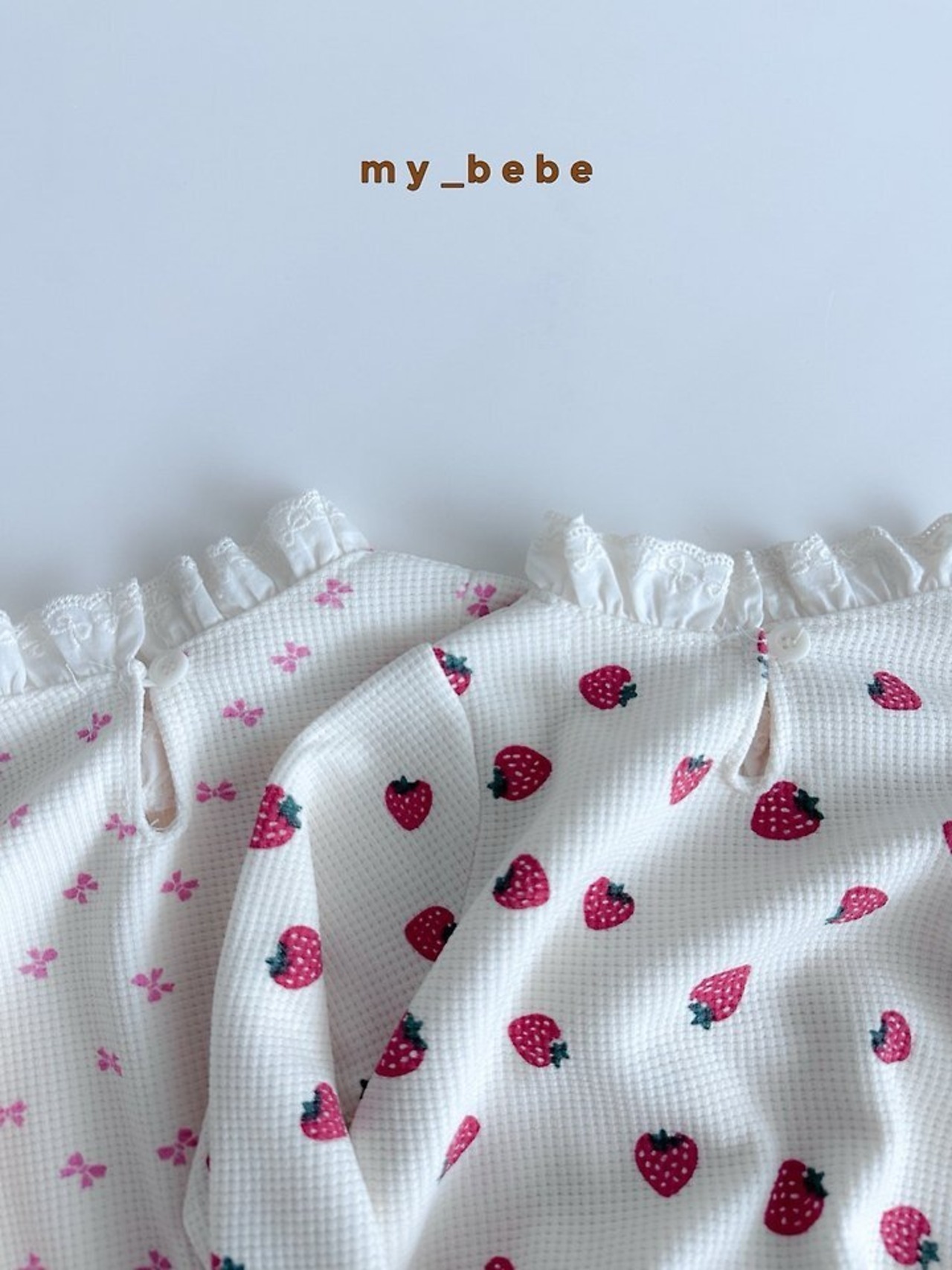韓国子供服 / Mybebe / ワッフルレーススーツ (ボネット付き) / ベビー *S~Ⅿ*