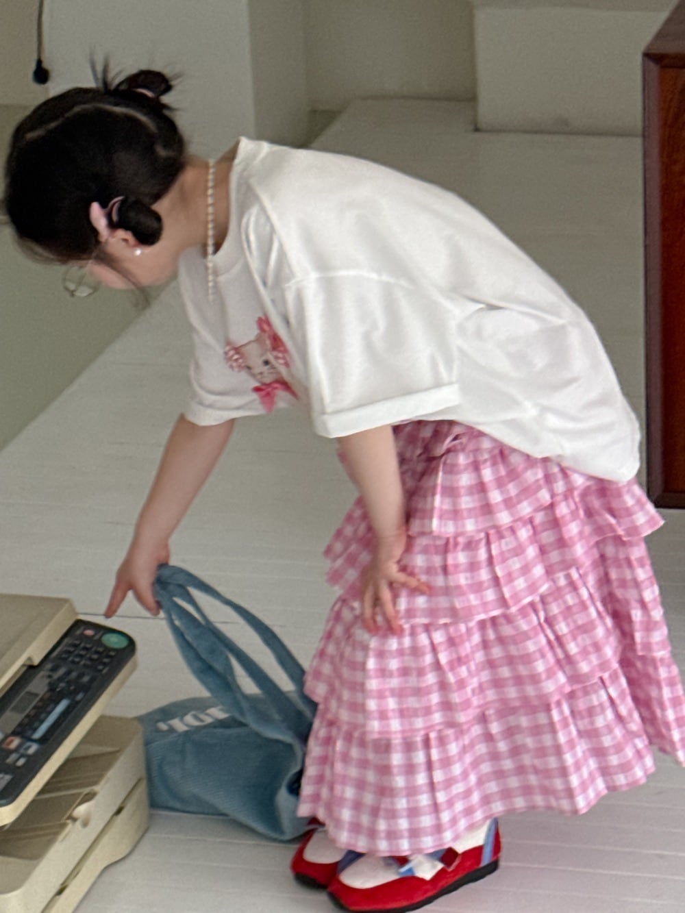 取寄》チェック柄ティアードロングスカート （ピンク） KMAI 2025夏