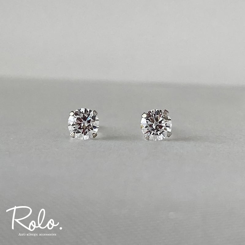 CZ 4mmスタッドピアス シルバー925 | Roloshop BASE店