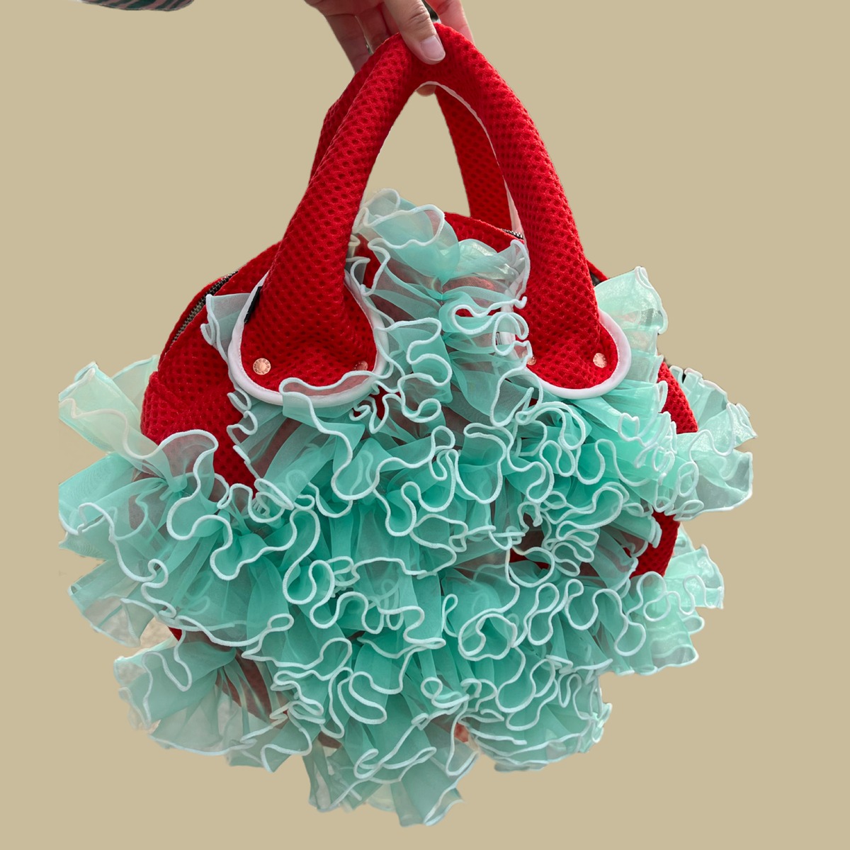 frill Boston bag（red） | 仕立て屋pote