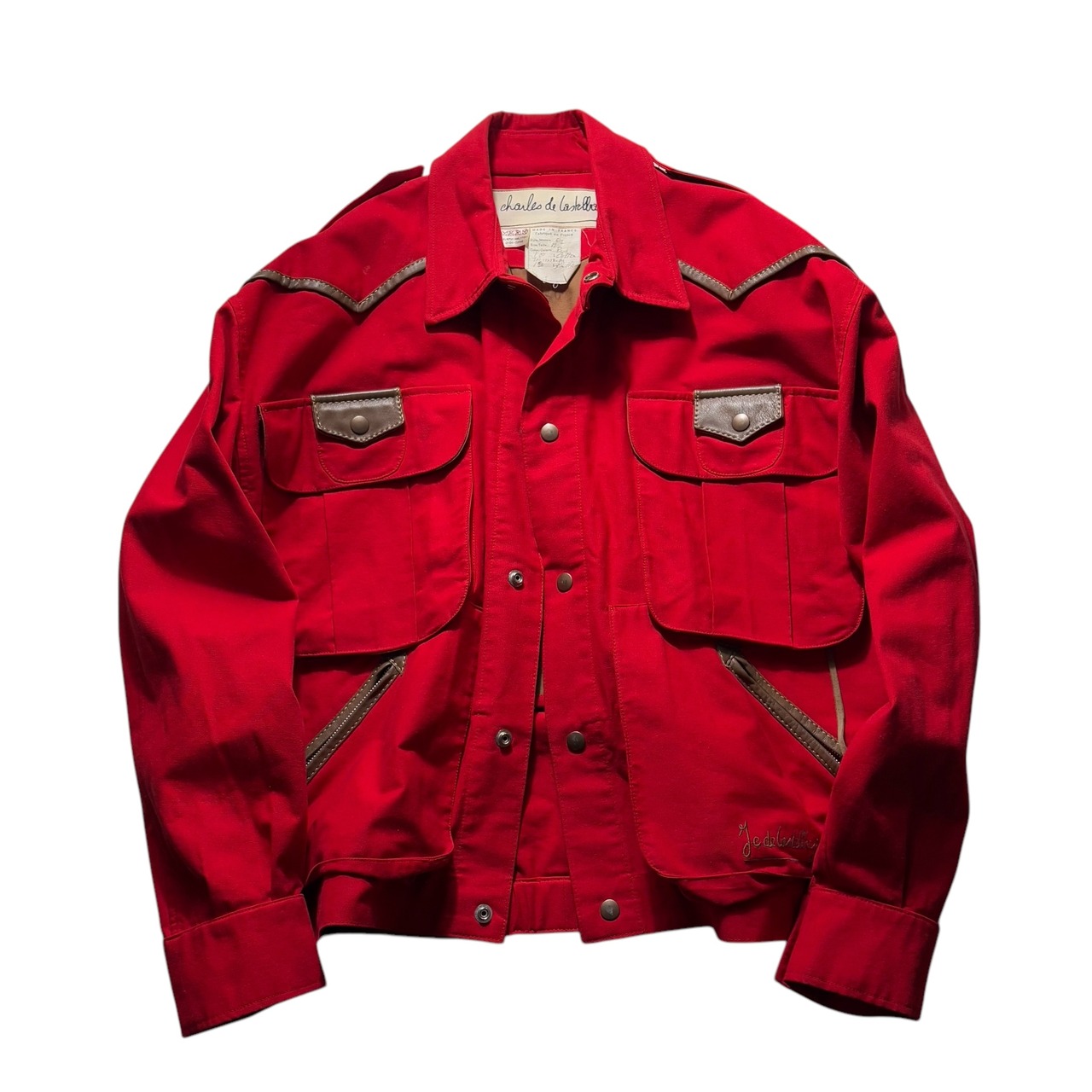 archive 1980’s Jean Charles de Castelbajac leather switching utility jacket