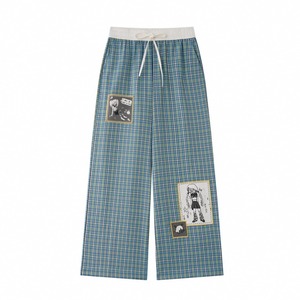 [Iamnotbad] Worry Book girl plaid wide-leg pants