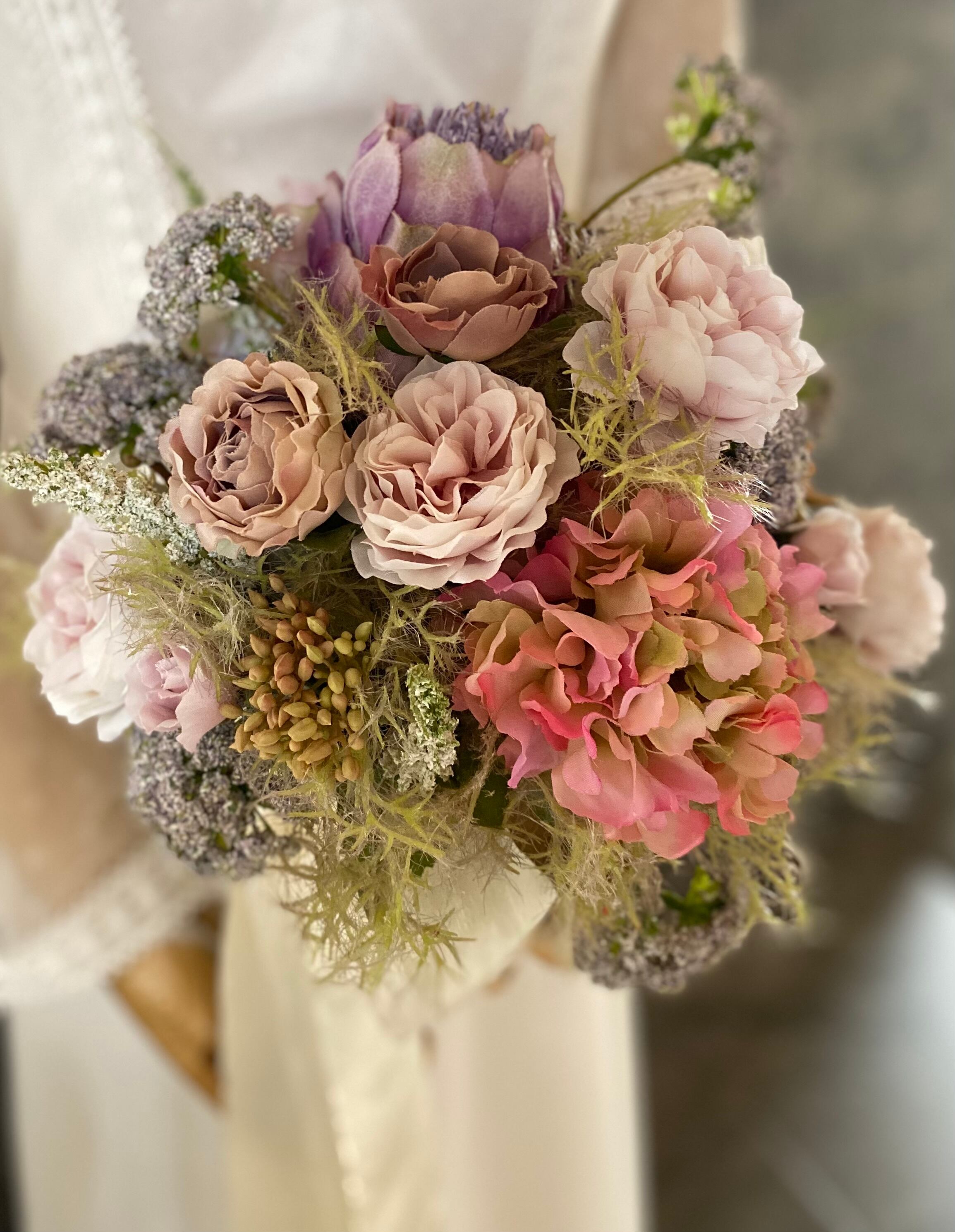 スモークツリーのナチュラルブーケ＆ブートニア ウェディングブーケ