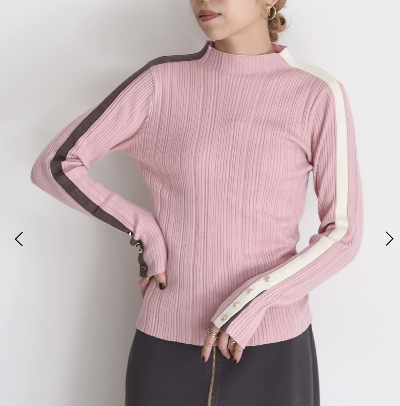 エイミーロウ　eimeelaw　Eimee Law　配色ラインランダムリブニット