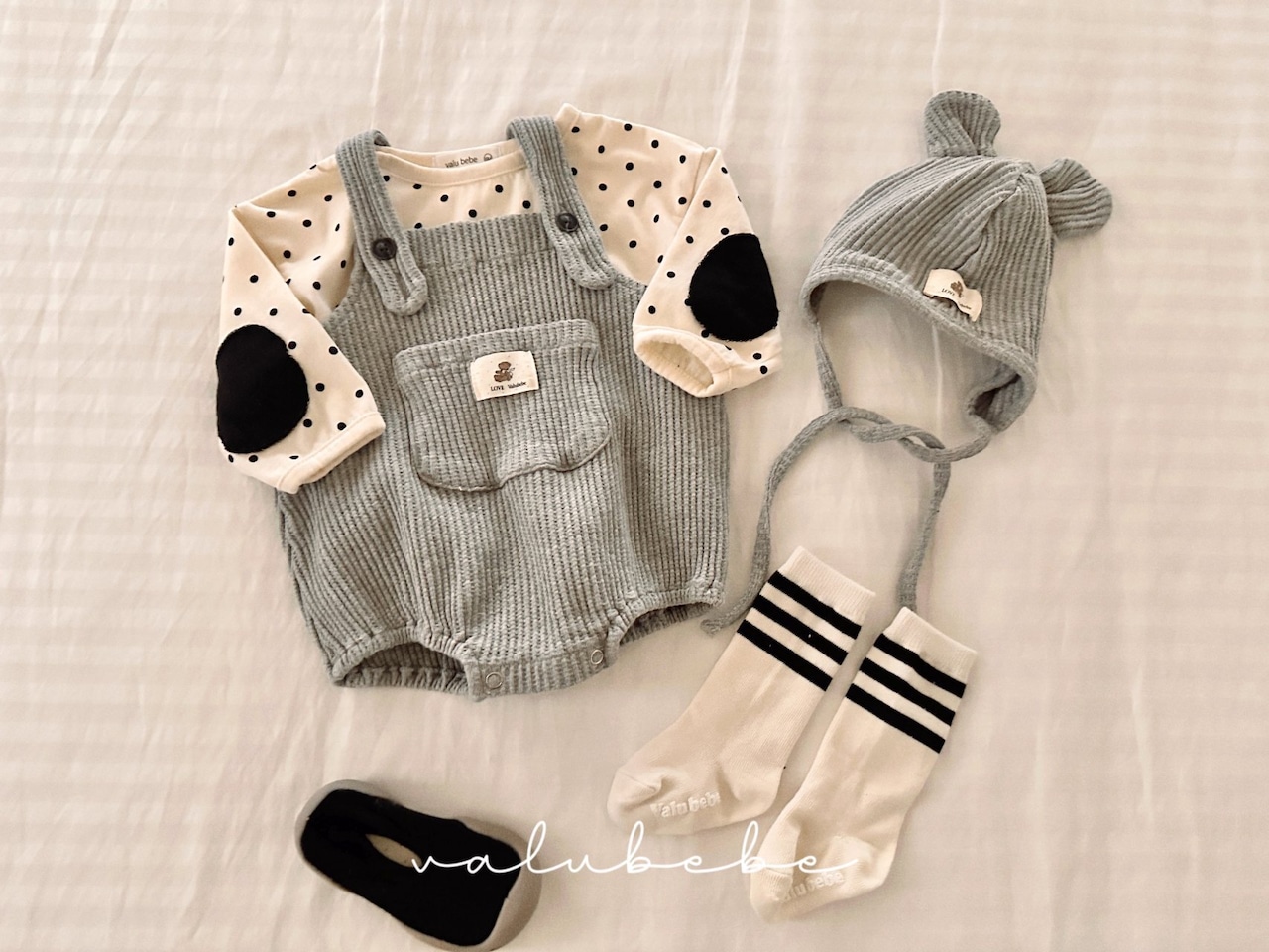 【valu bebe】 オールデイふっくらコットンT／ブラックドット（70〜90cm） - 6